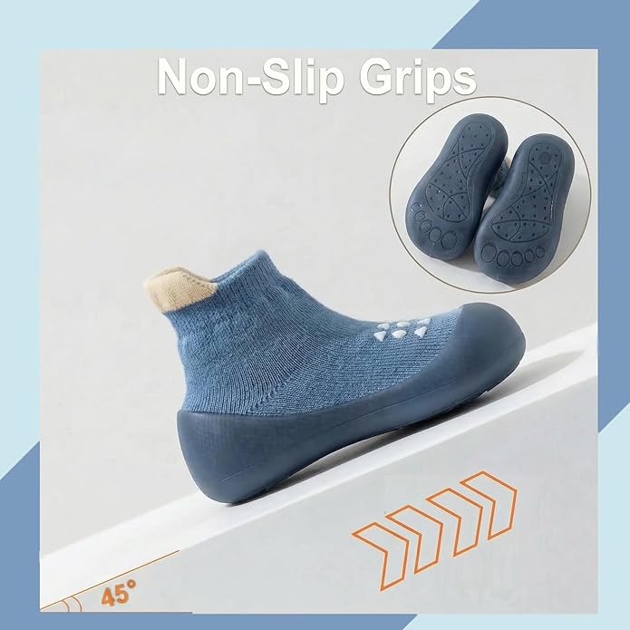 Hstyle Baby Sock Shoes Toddler Walking Shoes Infant Non-Slip Slippers Soft Rubber Sole Sneakers for Baby Boys Girls