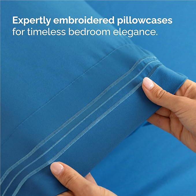 Twin XL Size 3 Piece Sheet Set - Comfy Breathable & Cooling Bed Sheets Set - Hotel Luxury Bedding for Women, Men, Kids, Teens, Boys & Girls - Deep Pockets, Soft, Wrinkle Free - Oeko-Tex - Denim Blue