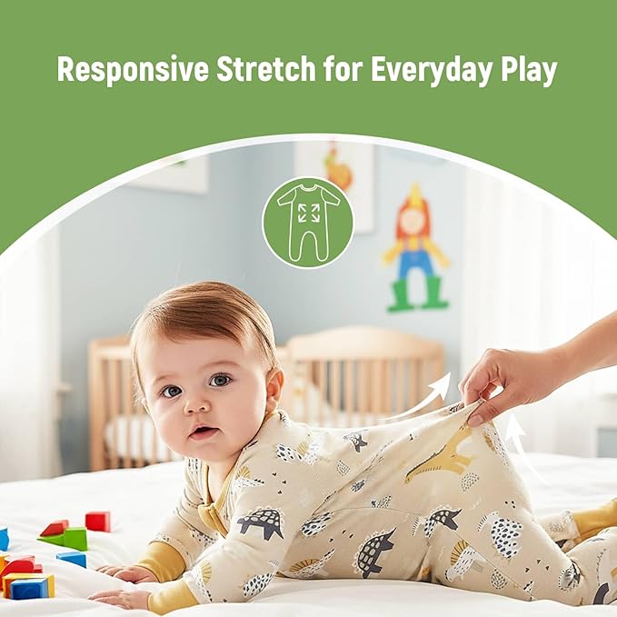 OPAWO Viscose from Bamboo Baby Pajamas Girl 2pack Mittens Cuff 2 Way Zipper Soft Footless Sleeper Baby Boy One-Piece Romper