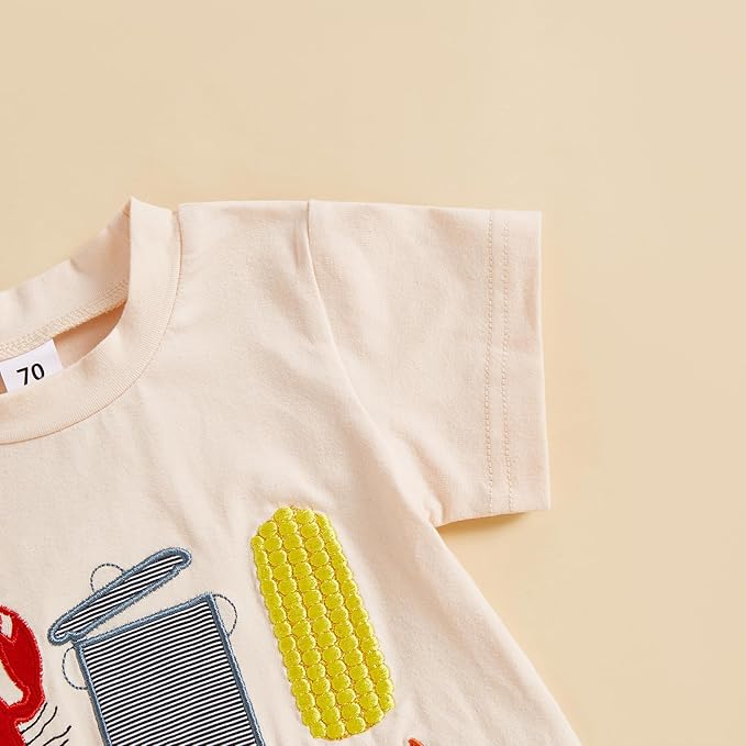 fhutpw Toddler Baby Boy Summer Clothes Tractor Letter Short Sleeve T-Shirt Tops Pockets Casual Shorts Set Infant Outfits