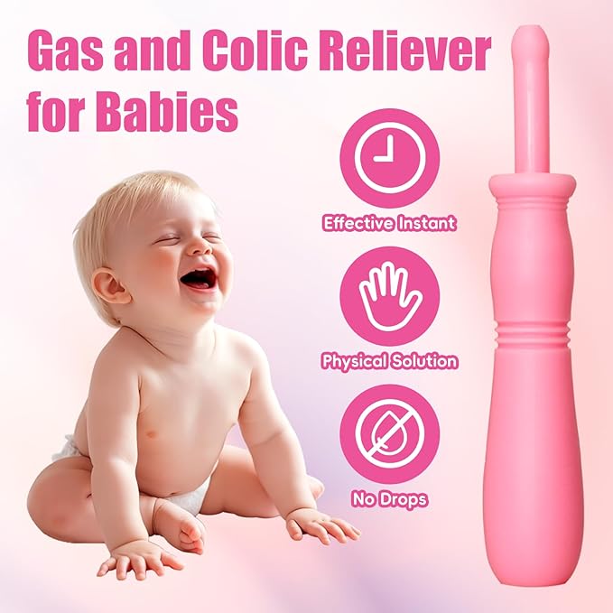 20 Count Gas and Colic Reliever for Babies, Baby Gas Colic Relief, Natural Solution for Baby Colic and Gas Relief, Safe & Effective Instant Constipation Relief for Babies (Pink)