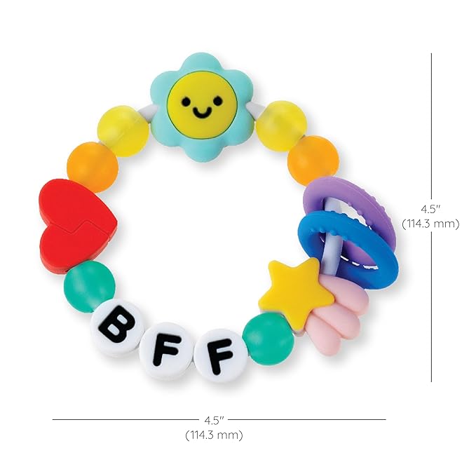 Infantino BFF Friendship Baby Teether – Soft Silicone Baby Teething Toy with Textures, Bright Colors, and Easy-Grip Design
