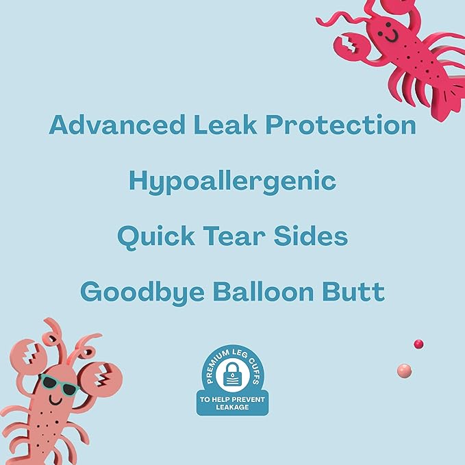Hello Bello Swim Diapers Large | For 32-40 lbs | Lobster Design | Leak Protection | 17 Count, Pack of 4