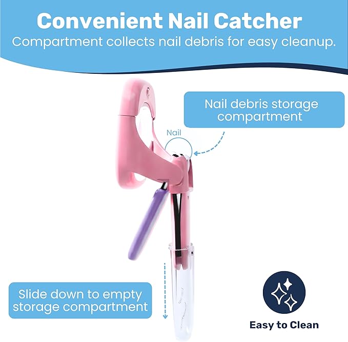Baby Nail Clipper & File with LED Light, Fingernail Cutter with Catcher for Newborn, Infants & Toddlers- Magnifier for Ultra Visibility, Baby Essentials Nail Trimmer (Pink)