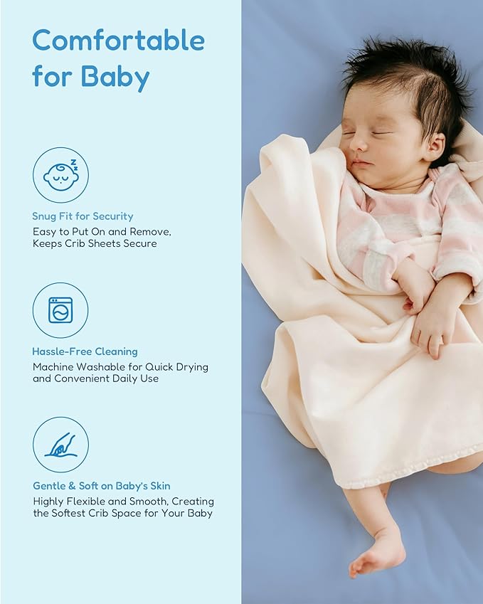 Crib Sheets 2 Pack, Fitted Crib Sheet for Standard Crib Mattress 28x52x9, Ultra Soft Jersey Knit, Breathable Stretchy Deep Pocket, Snug Fit Stays Put, Baby Crib Mattress Sheet