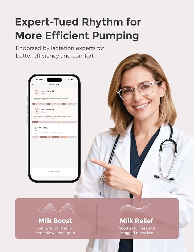 Momcozy Air 1 Ultra-Slim Breast Pump, Hands-Free Wearable Pump with Wireless Charging Case & App Control with Auto Mode & Full-Milk Alert, Industry-First Transparent Top for Easy Nipple Alignment