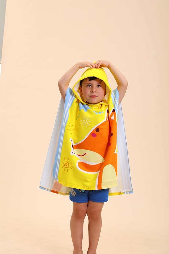 TEHALK Hooded Towels for Kids - Swimming Towels/Robes for Boys/Girls 2-10, Poncho Beach Towels with Hood