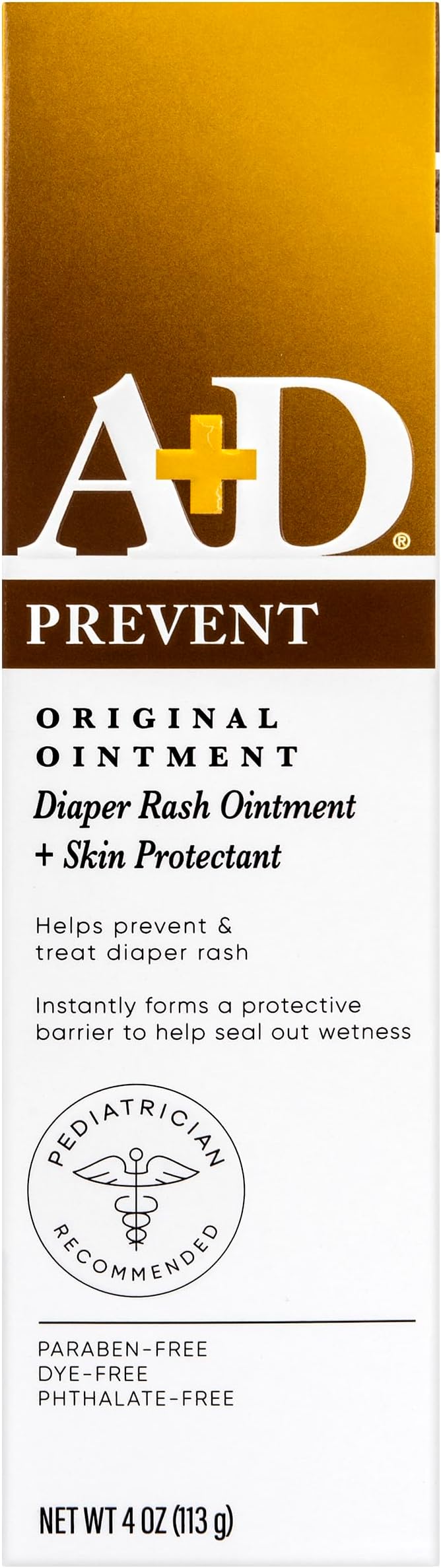 A+D Original Diaper Rash Ointment Prevents & Treats Diaper Rash, Moisturizing Skin Protectant with Vitamins A & D, Healing Ointment for Dry and Cracked Skin 4oz (Pack of 2)