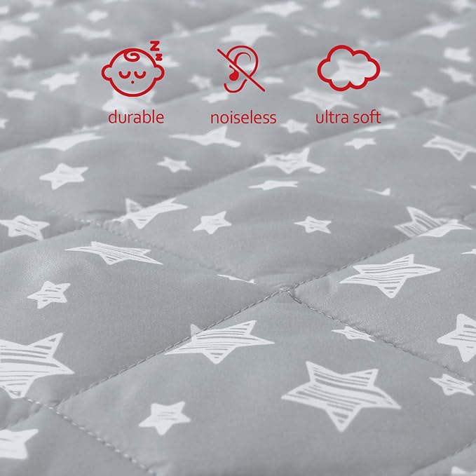 Pack and Play Sheets Fitted 2 Pack, Compatible with Graco Pack n Play, Soft and Breathable Playpen Sheets 39"×27"×5", Gray Star&Elephant