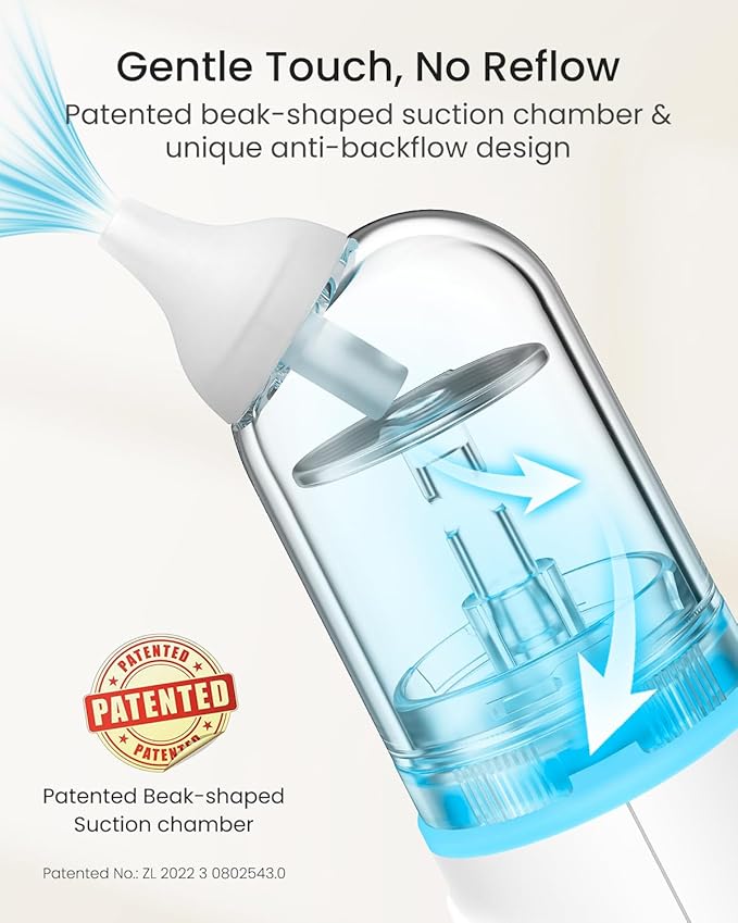 GROWNSY Nasal Aspirator for Baby, Upgraded 5 Suction Levels Baby Nose Sucker, IPX7 Waterproof Electric Nose Suction for Baby, Booger Sucker for Toddlers with Automatic Cleaning &Music &Light Functions