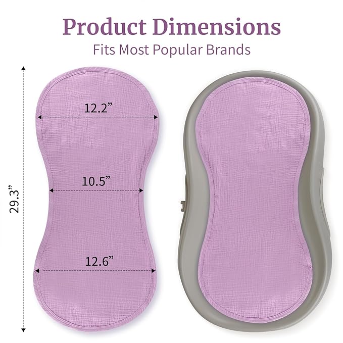 4-Pack Waterproof Changing Pad Liners | Fits Keekaroo Peanut Changer | Extra Thick, Ultra Soft & Absorbent | 2-Sided Reusable Diaper Mat | Machine Washable(Purple)