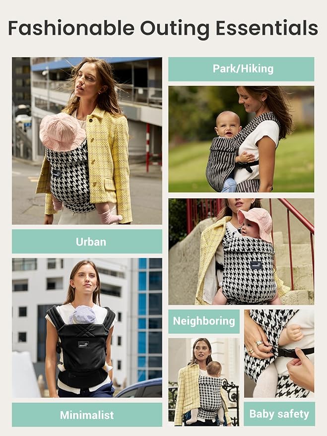 GROWNSY Baby Carrier Newborn to Toddler, Lightweight Ergonomic 7-44 lbs Newborn Carrier with Head Support, Easy to Wear Hands Free Infant Carrier for 0-36 Months, Black
