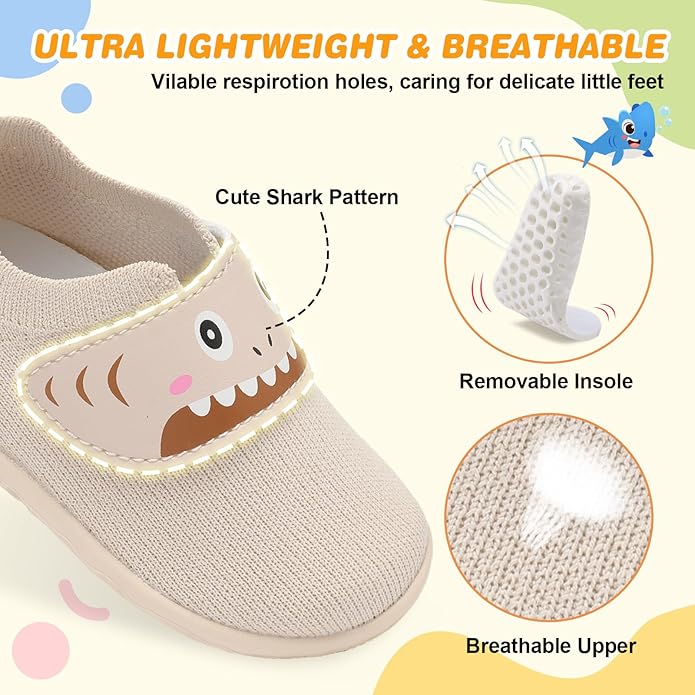 L-RUN Baby Shoes Boys Girls First Walking Shoes Infant Sneakers Toddler Crib Shoes Lightweight Breathable Non-Slip Soles