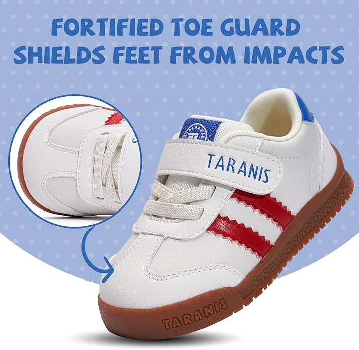 TARANIS Baby Shoes Toddler Sneakers - Wide Toe Box First Walker Shoes for Boys Girls, Easy Hook and Loop