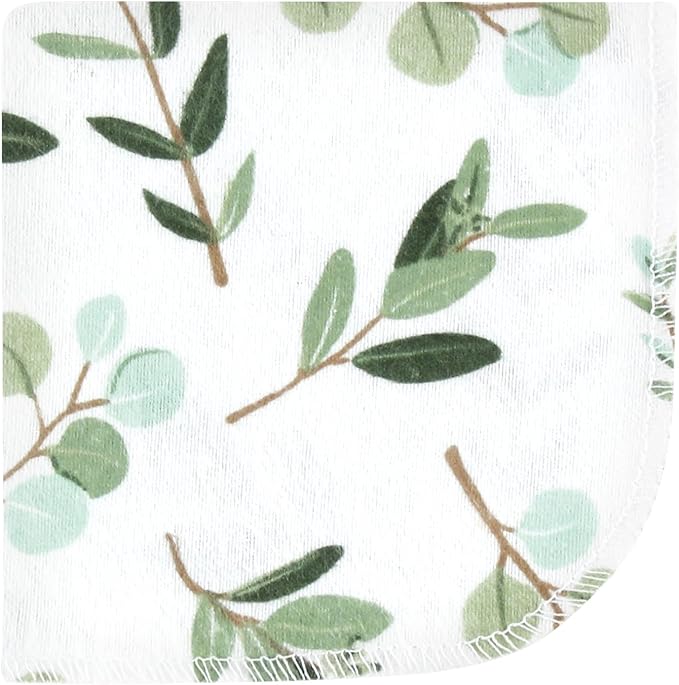 Hudson Baby Unisex Baby Flannel Washcloths, Eucalyptus 12Pk, One Size