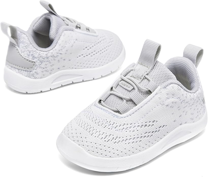 MORENDL Toddler Slip On Sneakers Baby Walking Shoes Non-Slip Breathable Unisex Pink Mesh Lace-Up Athletic Sneakers Infant Running Shoes