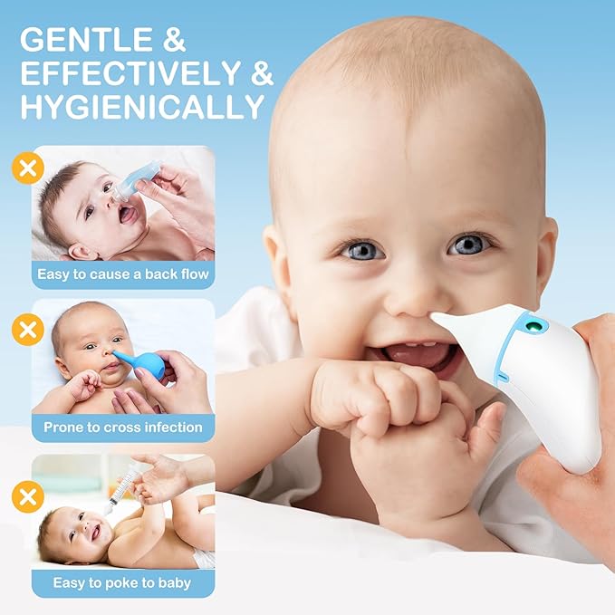 Easy@Home Electric Nasal Aspirator for Baby with LED Night Light, 3 Adjustable Suction Levels & USB Rechargeable – ENA102