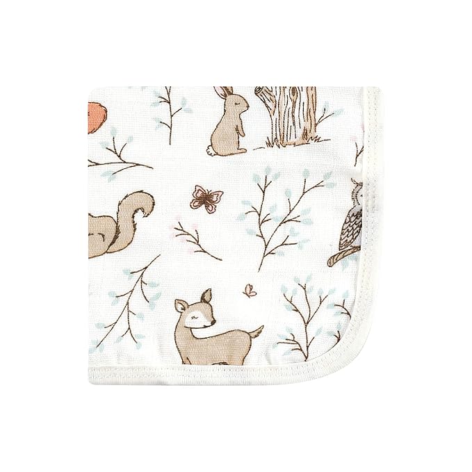 Hudson Baby Unisex Baby Cotton Muslin Washcloths, Enchanted Forest, One Size