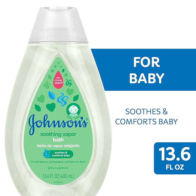 Johnson's Baby Vapor Bath with Soothing Aromas to Relax Babies, Tear-Free & Hypoallergenic Liquid Baby Bath Formula, No Parabens, Sulfates, Dyes, or Phthalates, 13.6 fl. oz (Pack of 2)