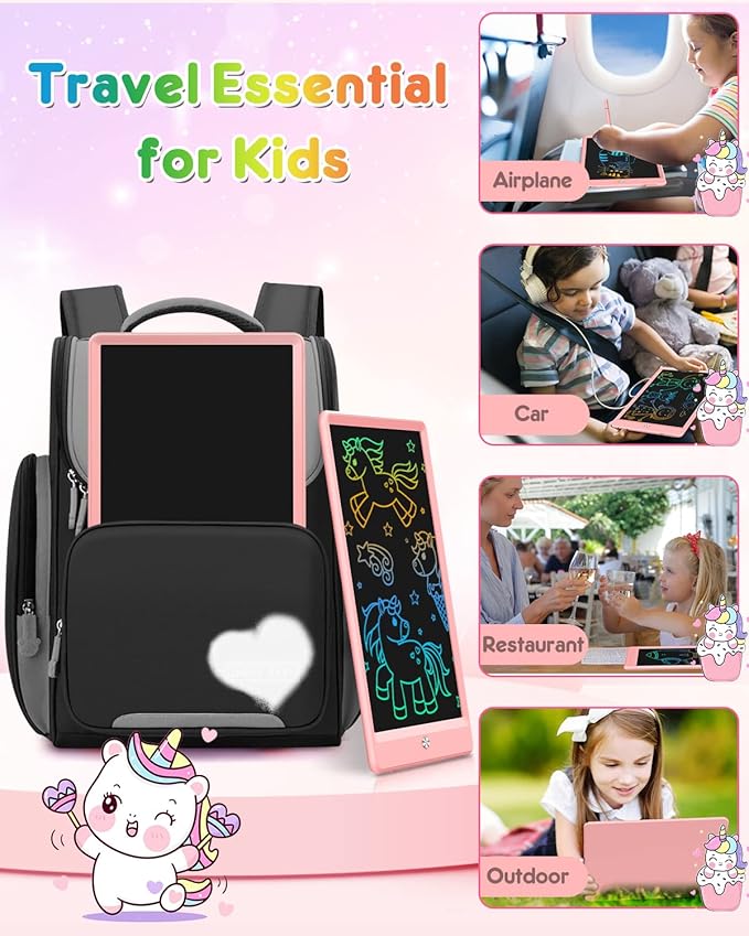FLUESTON LCD Writing Tablet, 10 Inch Doodle Board Toys Gifts for 3-8 Year Old Girls Boys, Colorful Electronic Board Drawing Pad for Toddler Valentines Gifts for Kids Educational Learning Travel Toy