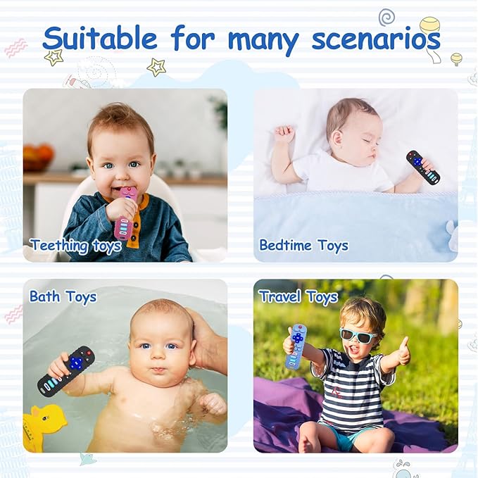 3 Pack Baby Teething Toys&Remote Control Toy, Baby Chew Toys for Teething Relief, Food Grade Silicone Teethers for Babies 3-24 Months, Baby’s First Valentine’s Day Gift for Boys and Girls
