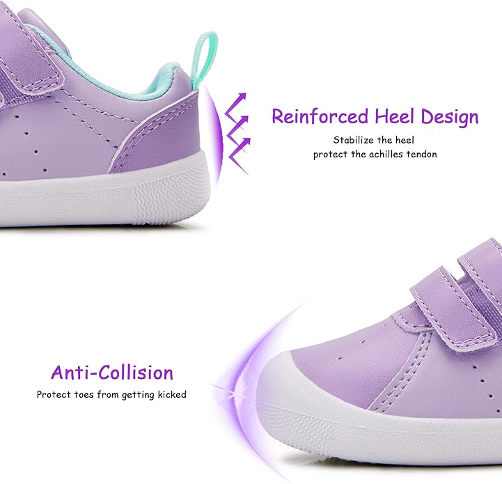 Baby Shoes Boys Girls First Walking Shoes Wide Toe Box Barefoot Zero Drop Infant Shoes Lightweight Nonslip Soft First Walkers PU Leather Toddler Sneakers for 6-24 Months