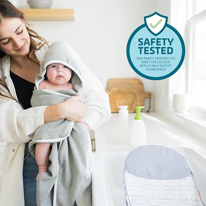 The First Years Sure Comfort Folding Baby Bather - Baby to Toddler Bath Tub - No-Slip Seat - for Sink or Tub Use (Pack of 4)