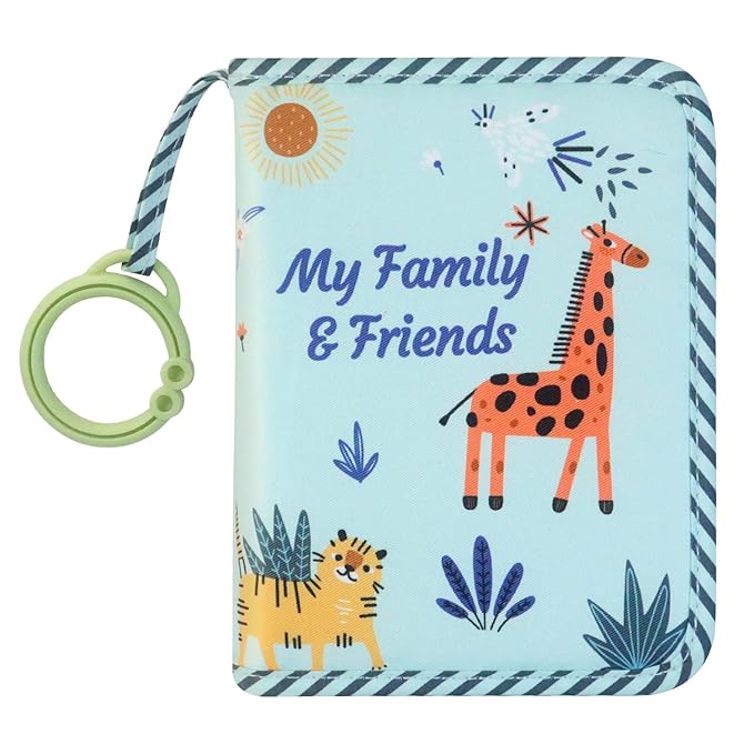 Boczif Baby Photo Album, Baby Memory Book Holds 4X6" Pictures, Soft Photo Cloth Book with Milestone Cards, Gift Set for Newborn Toddler & Kids（Blue）