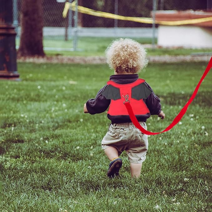 Toddler Harness + Anti Lost Wrist Link - Baby Leash Wristband with lock, Child Safety Harness for Girls/Boys, Kid Leash Traction Rope Walking Assistant, Cute Holiday Travel Christmas Gift, Red