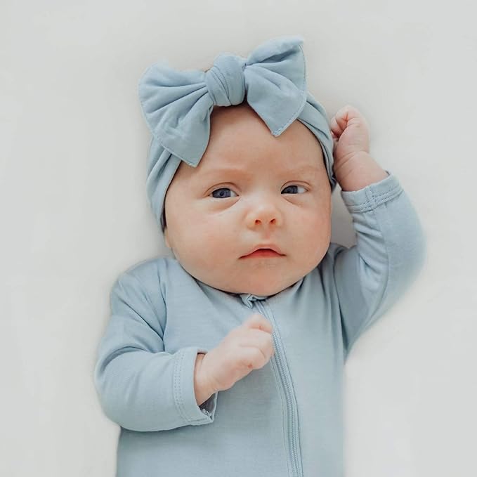 KYTE BABY Rayon Made From Bamboo Bow, (0-3 Months, Fog)