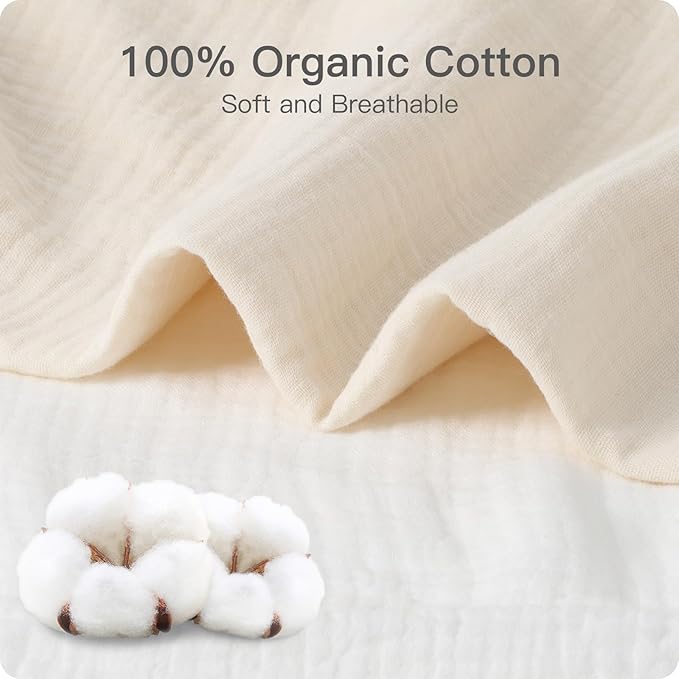 100% Organic Cotton Muslin Baby Bassinet Sheets 2 Pack 33”x17” for Baby Girl Boy, Soft Fitted Mattress Pad Cover Compatible with Halo BassiNest Swivel Sleeper, Graco, Baby Delight, Chicco, Angelbliss