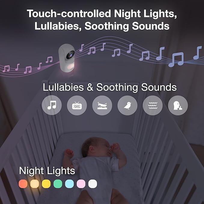 VTech 2-Cameras Advanced HD Video Baby Monitor with Camera & Audio, 5.5" High-Definition IPS Screen, Pan-Tilt-Zoom, Night Light, 2-Way Talk, Lullabies, Soothing Sounds, No WiFi: Advanced HD Plus Twin