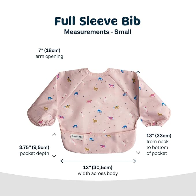 Tiny Twinkle Long Sleeve Bib for Babies & Toddlers | Waterproof Smock Bib for Eating | Machine Washable & Mess-Proof Feeding Essentials | Newborn Shower Gift (Unicorn Confetti, 6–24M)