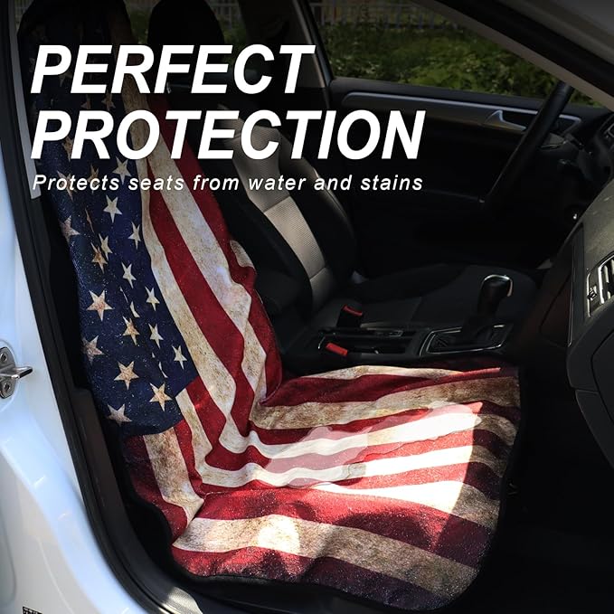 Sweat Towel Car Seat Cover Protector Front Seats for Gym Workout, Running, Swimming, Beach and Hiking, Waterproof Universal Seat Cover for Car, Truck, Van & SUV (2pcs Front Seat)