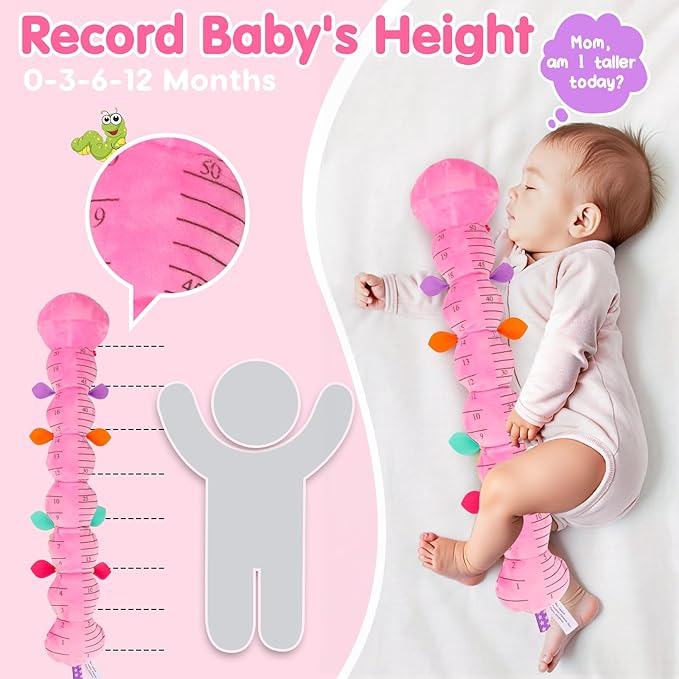 Baby Tummy Time Toy 0-6 Month Musical Stuffed Animal Plush Caterpillar Toy for Infant 6-12 Month Teething Sensory Toy with Crinkle Rattle for Babies 0-3-6 Month Newborn Toys for Boy Girl Birthday Gift