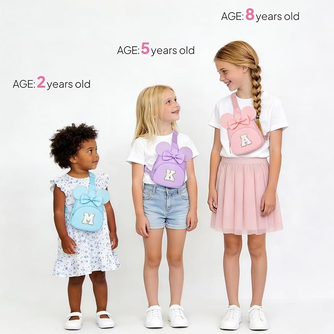 YOOLIFE Birthday Gifts for 2 3 4 5 6 7 8 Year Old Girls Kids, Small Initial Sling Bag for Girls Crossbody Bag Toddler Purse, Initial Fanny Pack for Little Girl, Cute Monogram Sling Bags, Purple (B)