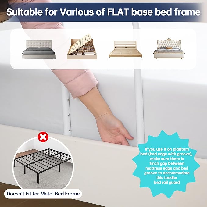 Bed Guard Rail for Toddlers, 59inch Foam Padded Side Rail for Queen King Twin Full Size Bed, Bedrail for Toddler, Kids Cosleep Bed Railing