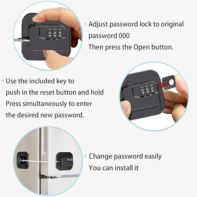 Fridge Lock Refrigerator Freezer Childproof Locks for Cabinets and Drawers Easy Install No Keys Needed Combo Lock Multifunctional Child Safety Cabinet Locks