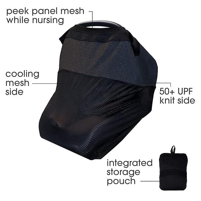 Boppy 4 and More Multi-use Cover, Charcoal, Quick-Dry UPF 50+ Knit and Breathable Mesh, Versatile for Car Seat Canopy, Nursing Cover, Infant Strollers, Shopping Carts, Highchairs and More