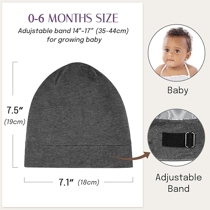 OLESILK Silk Baby Bonnet for 0-6 Months - 100% Mulberry Silk Toddler Hair Bonnet, Adjustable Night Cap for Sleeping