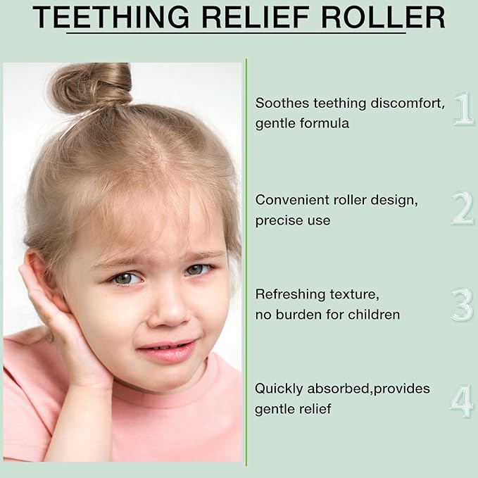 3Pcs Teething Roller, Mamas Teether: Baby Teething Oil Roller, Natural Gentle Teething Relief Roller, Teething Roller All Natural for Babies