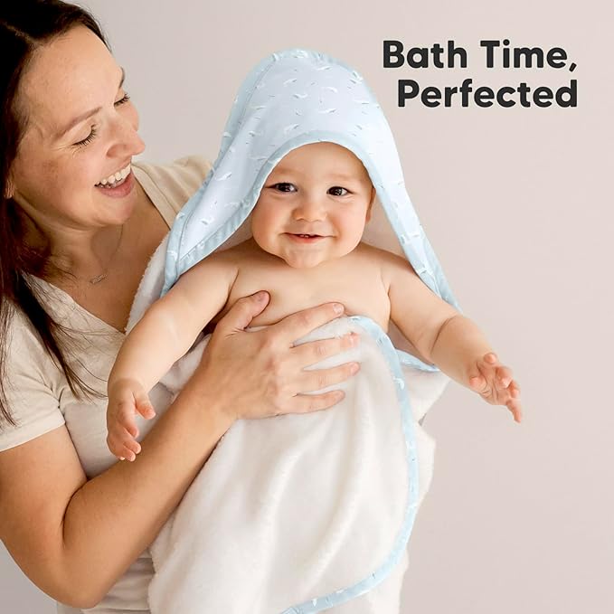 KeaBabies Hooded Baby Towel for Newborn - Viscose Derived from Bamboo Large Baby Bath Towels with Hood for Boys, Girls, Toddler, Extra Absorbent & Soft Newborn Bath Essentials (Blue Whale, Regular)