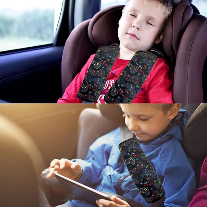 Seat Belt Cover for Kids, Seat Belt Pad for Boys Girls, Car Seat Straps Shoulder Pads for Kids, Kid's Seat Belt Cushion, Shoulder Strap Pad, 1 Piece （Game）