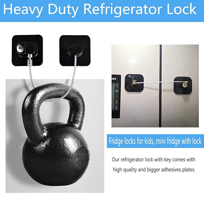 YEYA Upgraded Child Proof Refrigerator Door Lock, Large Base 2-Pack, Cabinet Lock for Baby Proofing