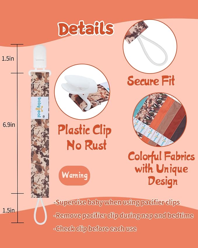 babygoal Baby Pacifier Clips 8 Pack, Pacifier Holder Clips Fits for Most Pacifier and Binkies-Neutral Color 8PS46-B