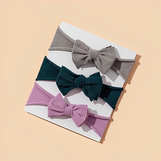 Baby Girl Hairband, 6pcs Nylon Headbands, Stretchy Knot Hair Bows, Double Layer Super Soft Elastic Baby Bow Hair Accessories for Newborn Infant Toddlers Kids