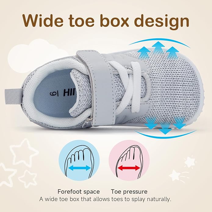 HIITAVE Toddler Sneakers Lightweight Boys Girls Barefoot Shoes for Walking Running Tennis Playing