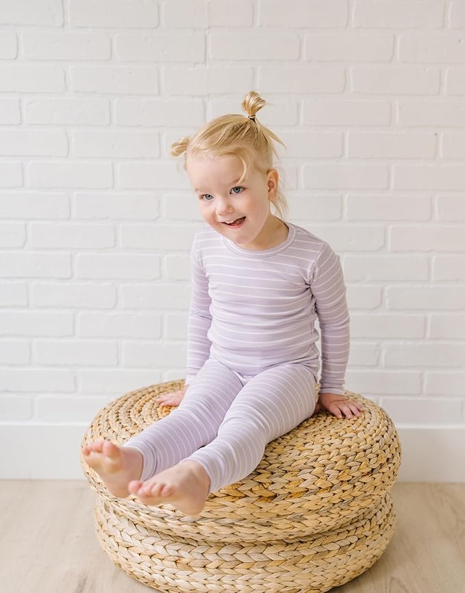 moimoln Stripe Pajamas Set 12M-8Y Ribbed Unisex Baby & Toddler, Soft Viscose, Snug-Fit, Everyday Sleepwear