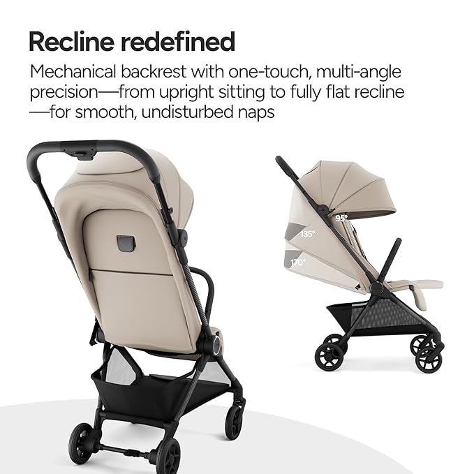 Mompush Nexis Carbon Travel Stroller, Ultra-Lightweight 11.5 lbs, Compact & Airplane Carry-On Approved, One-Second Auto-Fold, One-Hand Full Recline, from Birth to 50 lbs, JPMA Certified