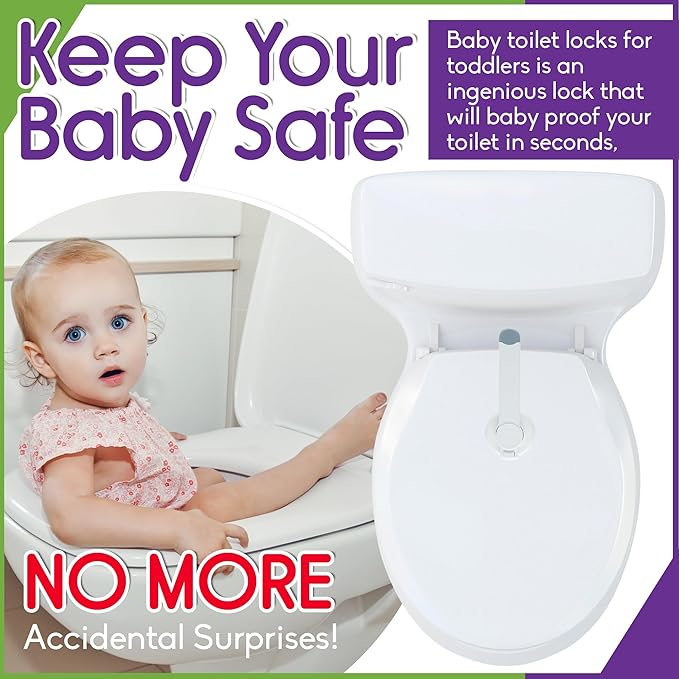Mars Baby Child Safety Toilet Seat Lock - Easy to Install and Use Toilet Lock, Baby Proof Your Bathroom - Easy Install No Tools Needed - Fits Most Toilets - 2 Pack